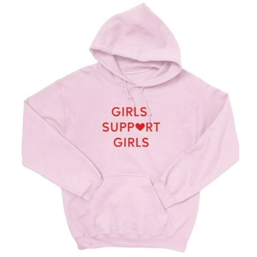 WKNDR Girls Support Girls Hoodie Sweatshirt Pink Size Medium NWT
